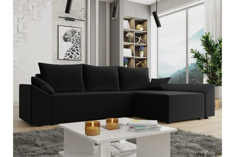 Midfeld 3-sits Hörnbäddsoffa Black - Møbler - Sofaer - Sovesofaer
