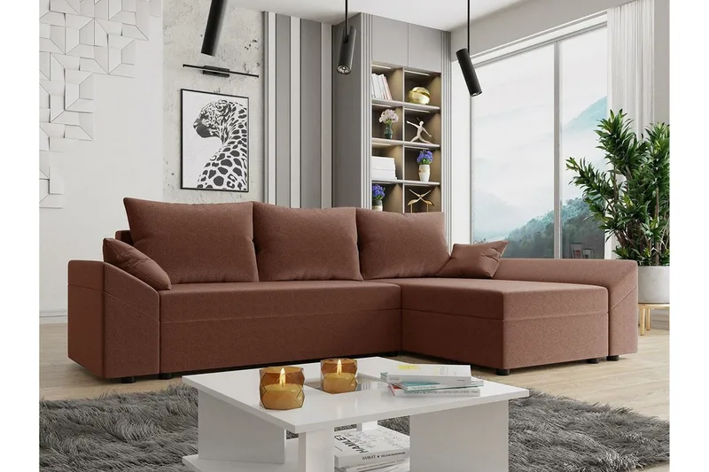 Midfeld 3-sits Hörnbäddsoffa Brown - Møbler - Sofaer - Sovesofaer