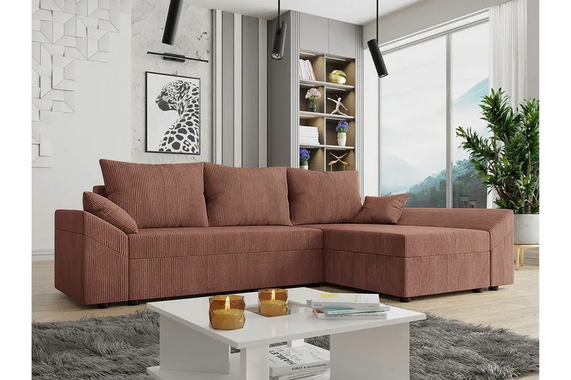 Midfeld 3-sits Hörnbäddsoffa Brown - Møbler - Sofaer - Sovesofaer