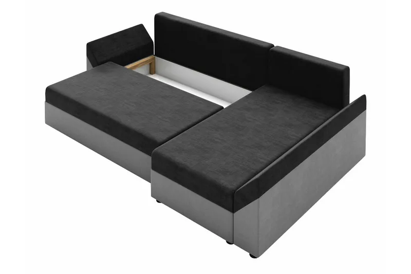 Midfeld 3-sits Hörnbäddsoffa Dark Grey/Black - Møbler - Sofaer - Sovesofaer