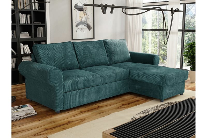 Midfeld 3-sits Hörnbäddsoffa Dark Turquoise - Møbler - Sofaer - Sovesofaer
