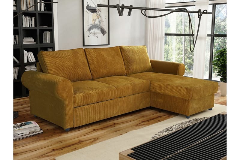Midfeld 3-sits Hörnbäddsoffa Mustard yellow - Møbler - Sofaer - Sovesofaer
