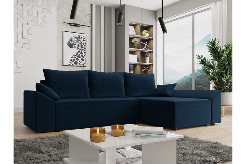 Midfeld 3-sits Hörnbäddsoffa NO_BRAND Dark blue - Møbler - Sofaer - Sovesofaer