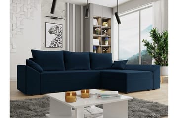Midfeld 3-personers Venstre L-formet Hjørnesovesofa 130x200 cm med Opbevaring i Stof - Blå - Møbler - Sofaer - Sovesofaer