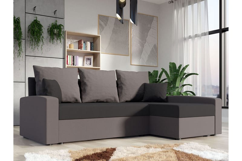 Midfeld 3-personers Hjørnesovesofa - Mørkebrun - Møbler - Sofaer - Sovesofaer