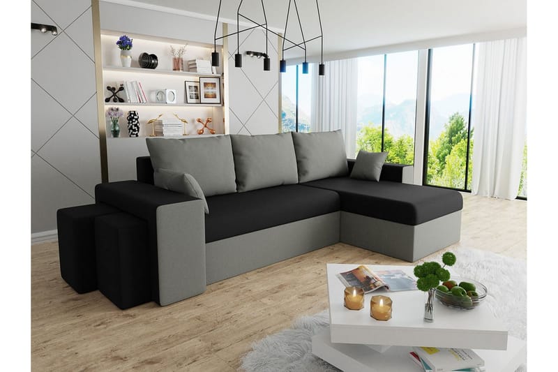 Midfeld 3-personers Hjørnesovesofa - Lysegrå/Mørkegrå - Møbler - Sofaer - Sovesofaer