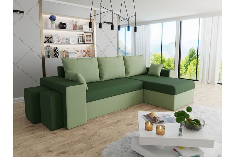 Midfeld 3-personers Hjørnesovesofa - Grøn - Møbler - Sofaer - Sovesofaer