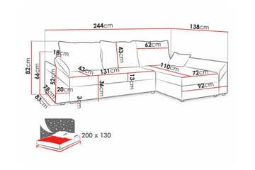 Midfeld 3-personers Hjørnesovesofa - Lysegrå - Møbler - Sofaer - Sovesofaer