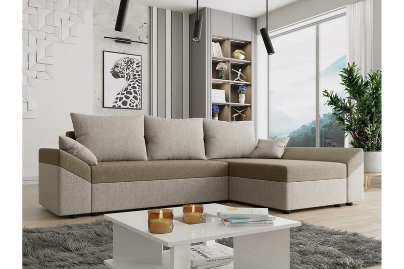 Midfeld 3-personers Hjørnesovesofa - Beige/Lys beige - Sovesofaer - Hjørnesovesofa