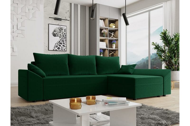 Midfeld 3-personers Hjørnesovesofa - Mørkegrøn - Møbler - Sofaer - Sovesofaer