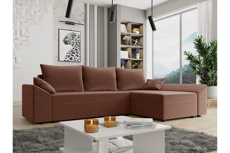 Midfeld 3-personers Hjørnesovesofa - Brun - Møbler - Sofaer - Sovesofaer