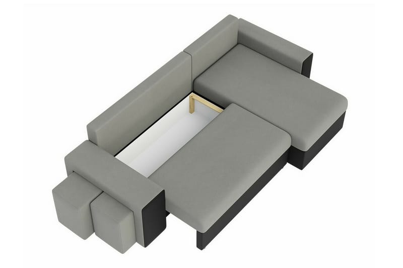 Midfeld 3-personers Hjørnesovesofa - Mörkbrun/Svart - Møbler - Sofaer - Sovesofaer