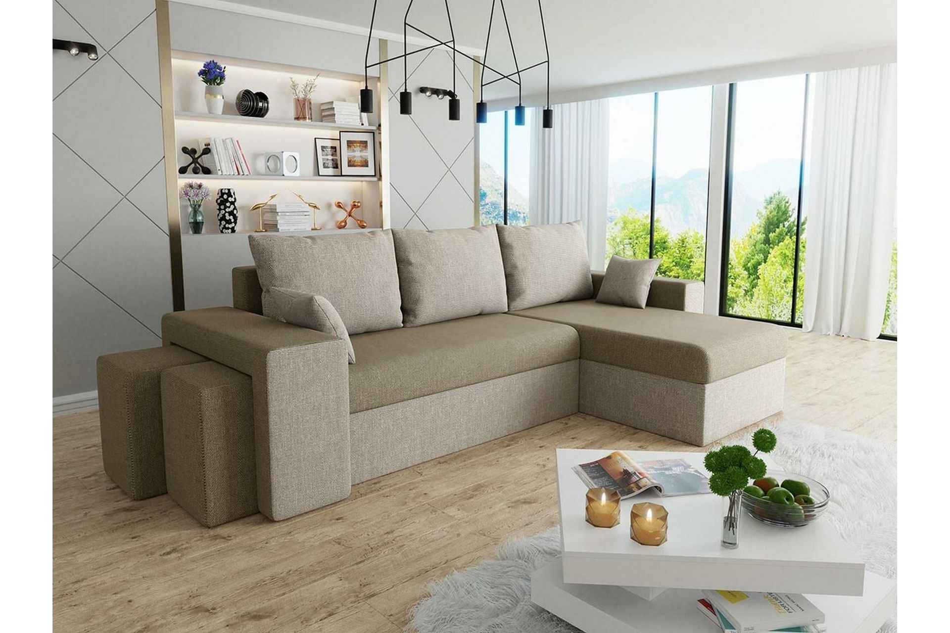 Midfeld 3-personers Hjørnesovesofa - Beige - Møbler - Sofaer - Sovesofaer