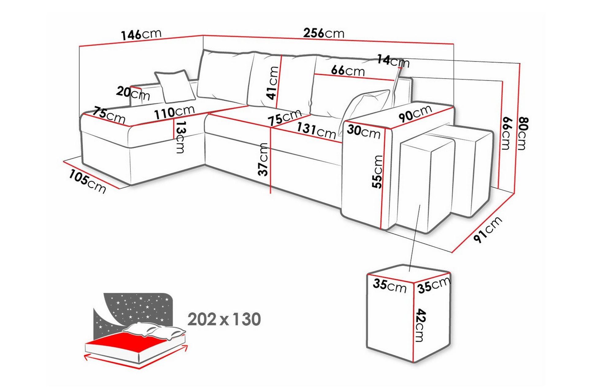 Midfeld 3-personers Hjørnesovesofa - Beige - Møbler - Sofaer - Sovesofaer