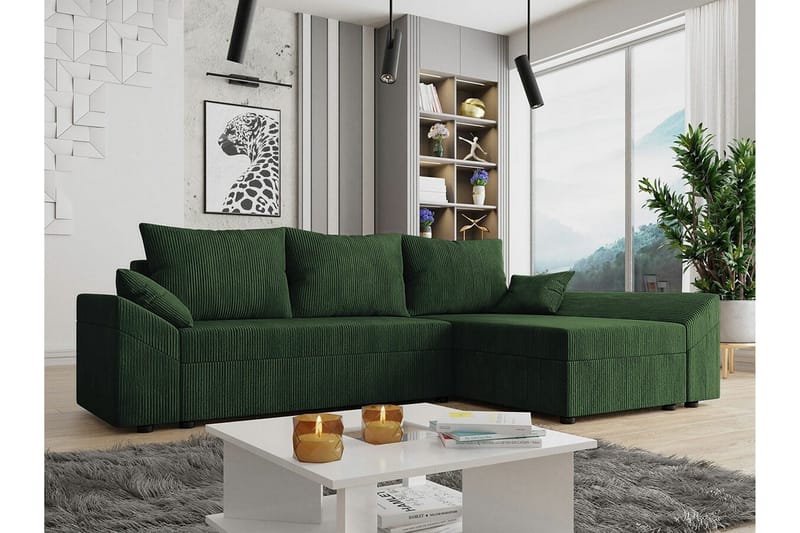 Midfeld 3-personers Hjørnesovesofa - Mørkegrøn - Møbler - Sofaer - Sovesofaer