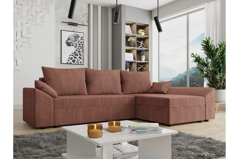 Midfeld 3-personers Hjørnesovesofa - Brun - Møbler - Sofaer - Sovesofaer