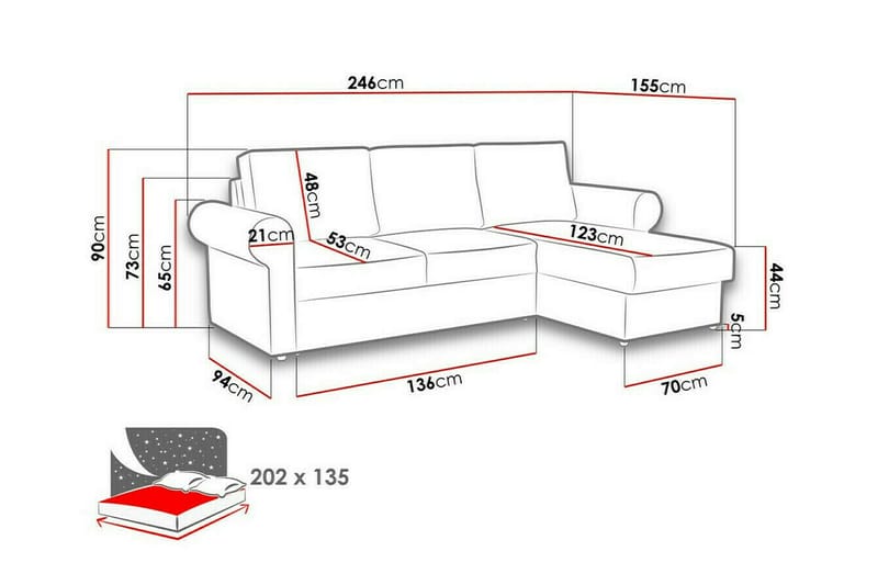 Midfeld 3-personers Hjørnesovesofa - Beige - Sovesofaer - Hjørnesovesofa