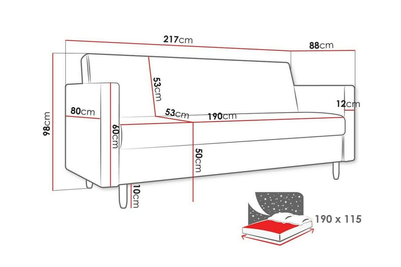 Midfeld 3-personers Sovesofa - Beige - Sovesofaer - 3 personers sovesofa