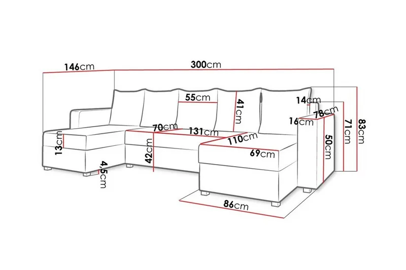 Midfeld 4-sits Hörnbäddsoffa Black - Møbler - Sofaer - Sovesofaer
