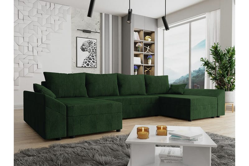Midfeld 4-sits Hörnbäddsoffa Dark green - Møbler - Sofaer - Sovesofaer