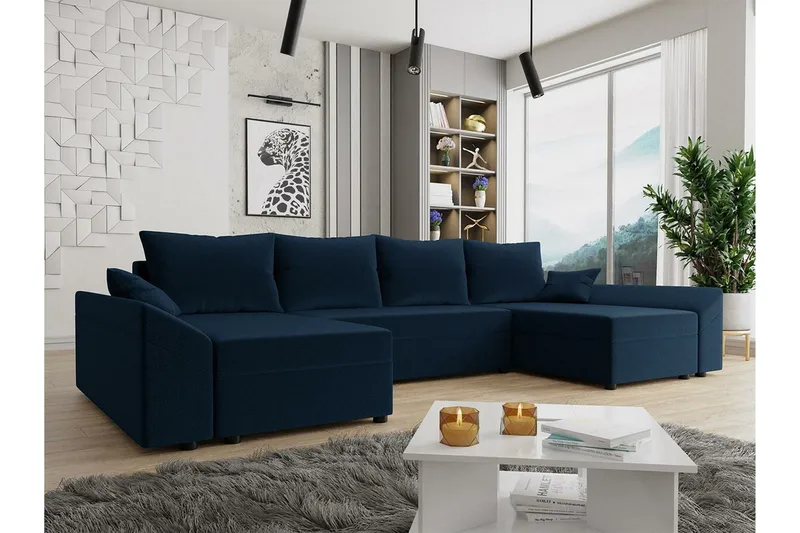 Midfeld 4-sits Hörnbäddsoffa NO_BRAND blue - Møbler - Sofaer - Sovesofaer