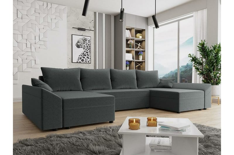 Midfeld 4-sits Hörnbäddsoffa NO_BRAND Dark grey - Møbler - Sofaer - Sovesofaer
