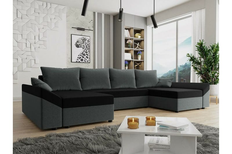 Midfeld 4-sits Hörnbäddsoffa NO_BRAND Dark Grey/Black - Møbler - Sofaer - Sovesofaer