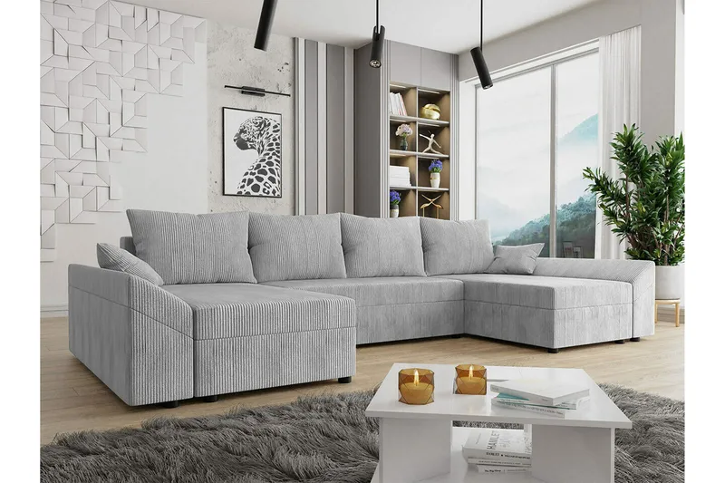 Midfeld 4-sits Hörnbäddsoffa NO_BRAND Light grey - Møbler - Sofaer - Sovesofaer