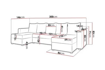 Midfeld 4-sits Hörnbäddsoffa White/Grey - Møbler - Sofaer - Sovesofaer