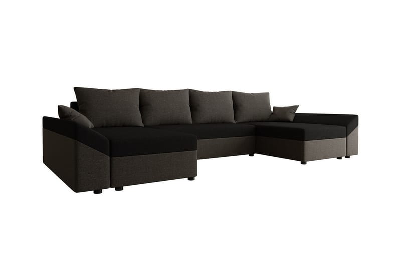 Midfeld 4-personers Hjørnesovesofa - Mörkbrun/Svart - Møbler - Sofaer - Sovesofaer