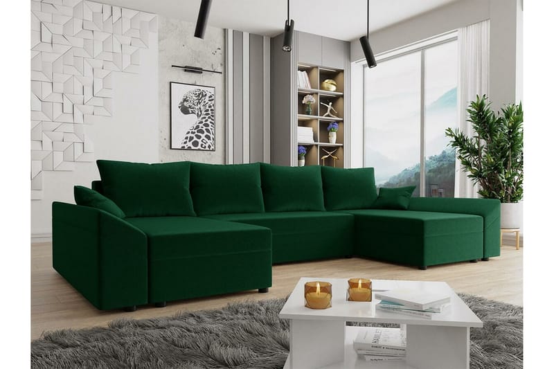 Midfeld 4-personers Hjørnesovesofa - Mørkegrøn - Møbler - Sofaer - Sovesofaer