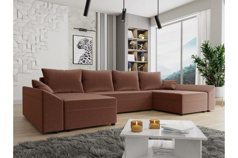 Midfeld 4-personers Hjørnesovesofa - Brun - Møbler - Sofaer - Sovesofaer