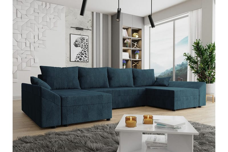 Midfeld 4-personers Hjørnesovesofa - Mørkeblå - Møbler - Sofaer - Sovesofaer
