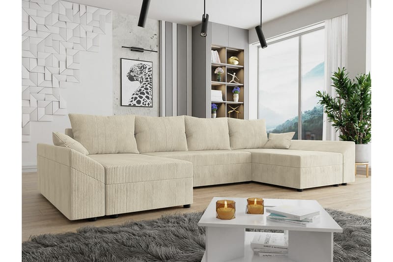 Midfeld 4-personers Hjørnesovesofa - Beige - Møbler - Sofaer - Sovesofaer