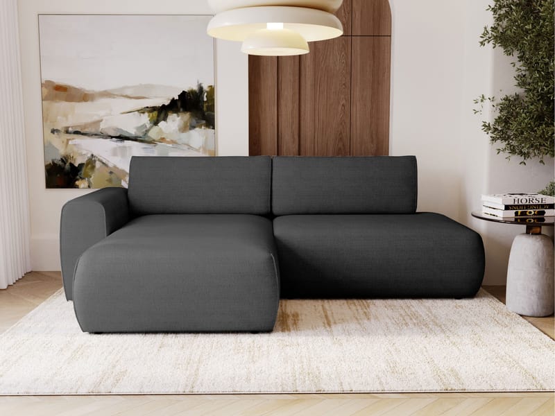 Milias 3-personers sovesofa med chaiselong til venstre og opbevaring - Sort - Møbler - Sofaer - Sovesofaer