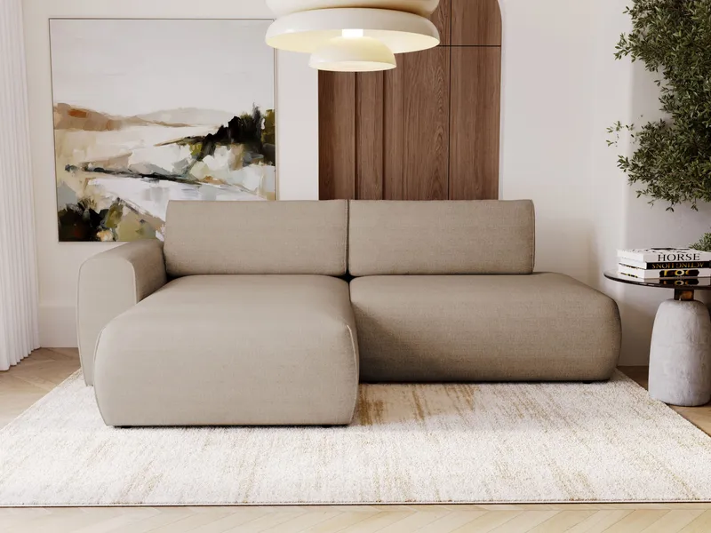 Milias 3-personers sovesofa med chaiselong til venstre og opbevaring - Mørk beige - Møbler - Sofaer - Sovesofaer