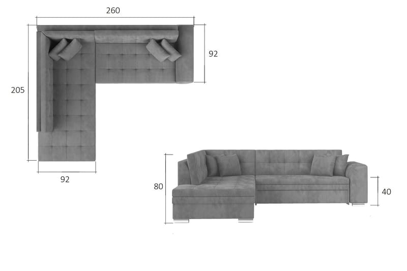 Moclino hjørnesovesofa - Blå/Hvid - Sovesofaer - Hjørnesovesofa