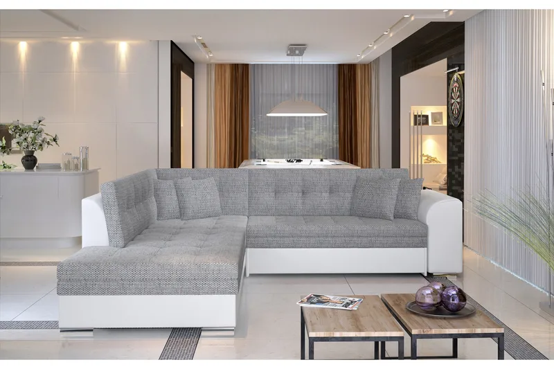 Moclino hjørnesovesofa, Grå/Hvid