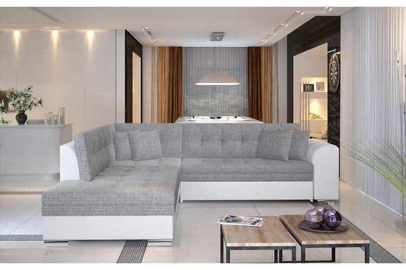 Moclino hjørnesovesofa, Grå/Hvid