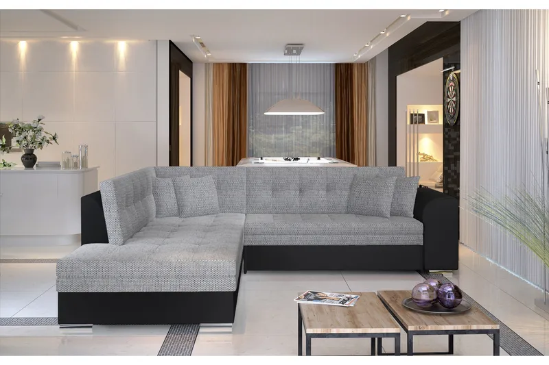 Moclino hjørnesovesofa, Grå/Sort