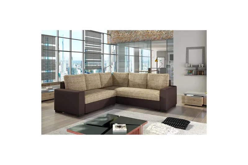 Modulsofa Eltap Canis 235x235x89 cm - Berlin 03, Soft 66, Beige, Mørkebrun - Møbler - Sofaer - Sovesofaer
