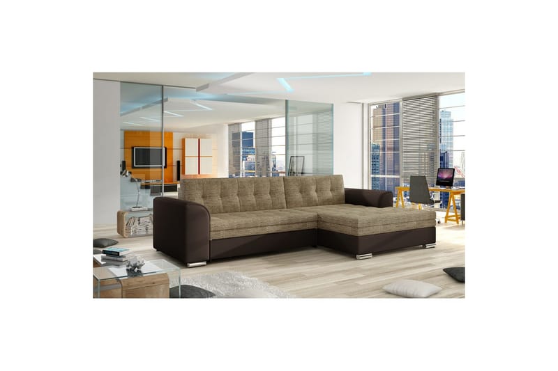 Modulsofa Eltap Conforti 275x165x78 cm - Berlin 03, Soft 66, Beige, Mørkebrun, Højre - Møbler - Sofaer - Sovesofaer
