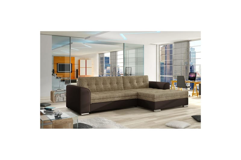 Modulsofa Eltap Conforti 275x165x78 cm, Berlin 03, Soft 66, Beige, Mørkebrun, Højre