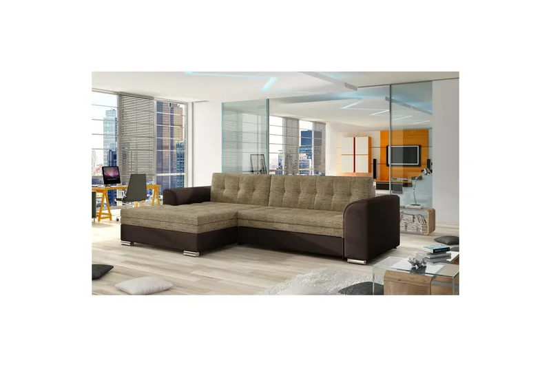 Modulsofa Eltap Conforti 275x165x78 cm, Berlin 03, Soft 66, Beige, Mørkebrun, Venstre