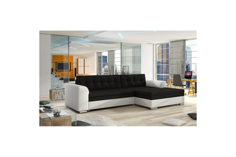 Modulsofa Eltap Conforti 275x165x78 cm - Sawana 14, Soft 17, Sort, Hvid, Højre - Møbler - Sofaer - Sovesofaer