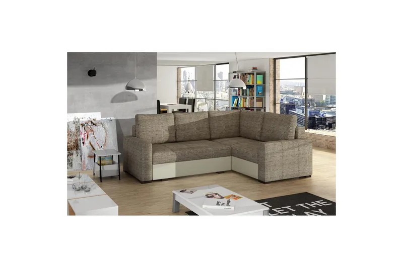 Modulsofa Eltap Corona 235x162x90 cm - Berlin 03, Soft 33, Beige, Højre - Møbler - Sofaer - Sovesofaer