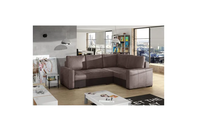 Modulsofa Eltap Corona 235x162x90 cm - Monolith 09, Monolith 29, Mørk Beige, Brun, Højre - Møbler - Sofaer - Sovesofaer