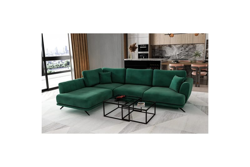 Modulsofa Eltap Larde 286x191x90 cm, Loco 35, Mørkegrøn, Venstre