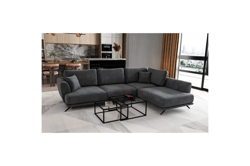 Modulsofa Eltap Larde 286x191x90 cm, Nube 6, Mørkegrå, Højre