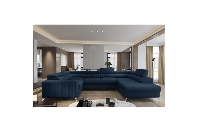 Modulsofa Eltap Louis 347x202x92 cm - Flores 40, Blå, Højre - Møbler - Sofaer - Sovesofaer